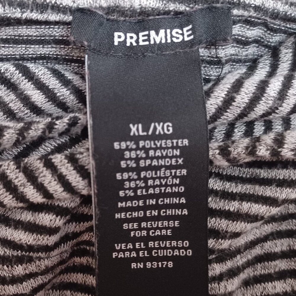 Women's Premise Black‎ N White Striped Drawstring Hoodie with Side Slits Size XL - Picture 4 of 8